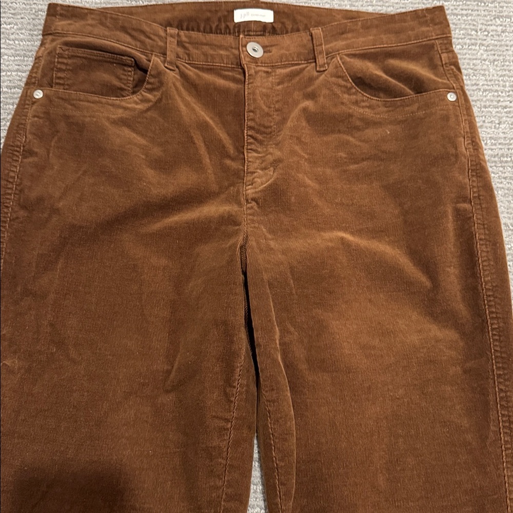 Jjill Women’s 12 Tall Brown Corduroy High Rise Straight Leg Soft Cotton Blend - Picture 6 of 15